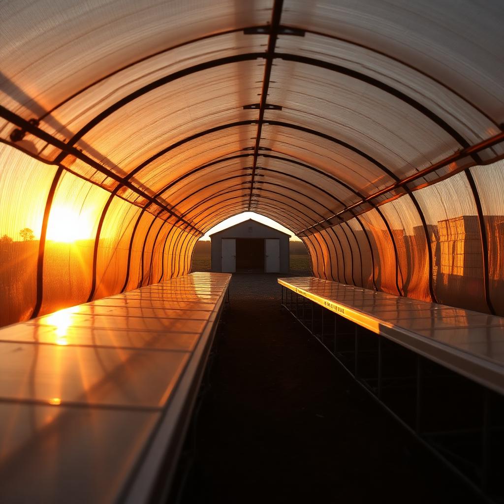Solar tunnel interior at sunrise